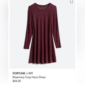 Fortune & ivy XXL merlot sweater dress